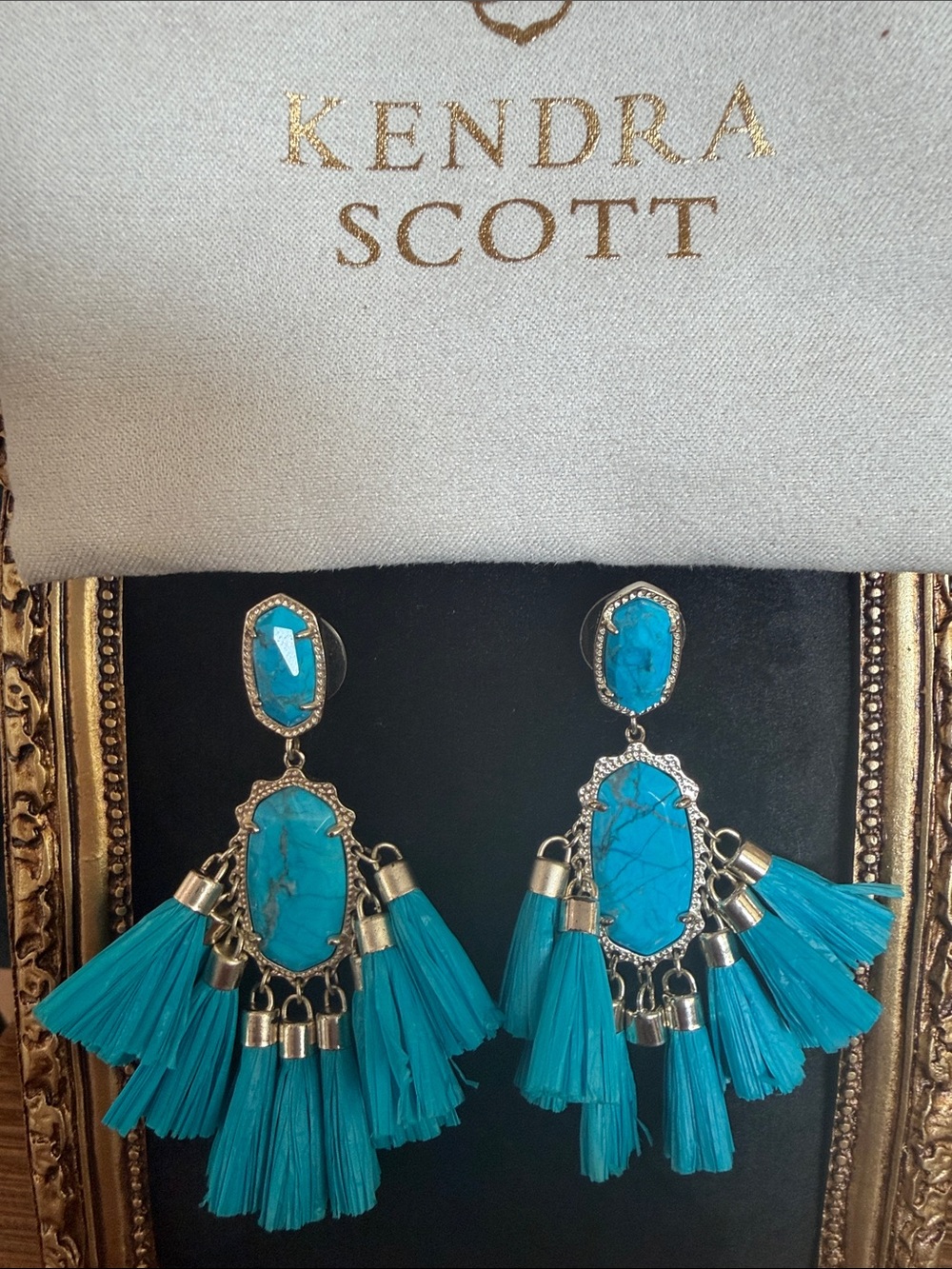 Kendra Scott Festive Turquoise Blue Tassel Drop Earrings